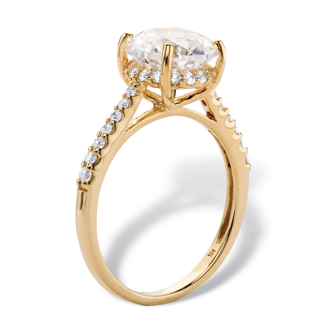 3.31 TCW Round White Cubic Zirconia Bridal Engagement Ring in Solid 10k Yellow Gold - Image 2 of 5