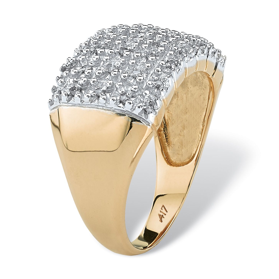 1/5 TCW Pave Diamond Cluster Ring in Solid 10k Yellow Gold - Image 2 of 5