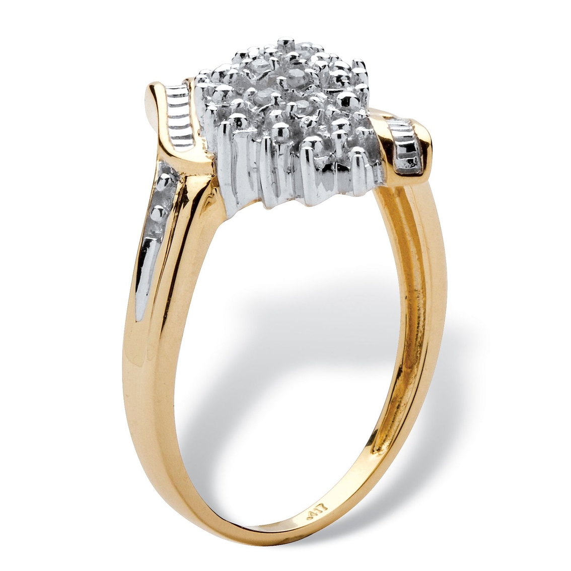 Diamond Accent Cluster Bypass Ring in Solid 10k Gold - Image 2 of 5
