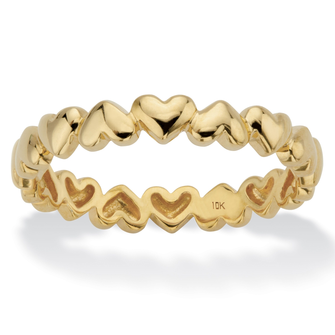 Polished Heart-Link Eternity Ring in Solid 10k Yellow Gold - Image 1 of 5