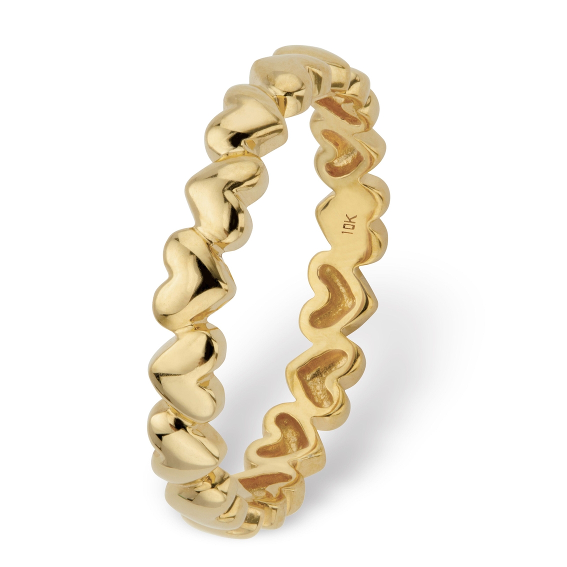 Polished Heart-Link Eternity Ring in Solid 10k Yellow Gold - Image 2 of 5