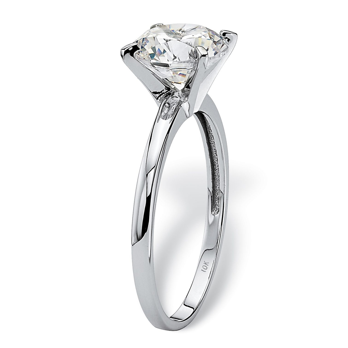 2 Carat Round Cubic Zirconia Solitaire Ring in Solid 10k White Gold - Image 2 of 5