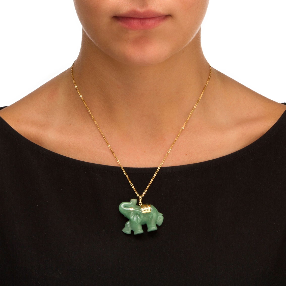 PalmBeach Green Jade 14k Gold Lucky Elephant Charm Pendant - Image 3 of 4