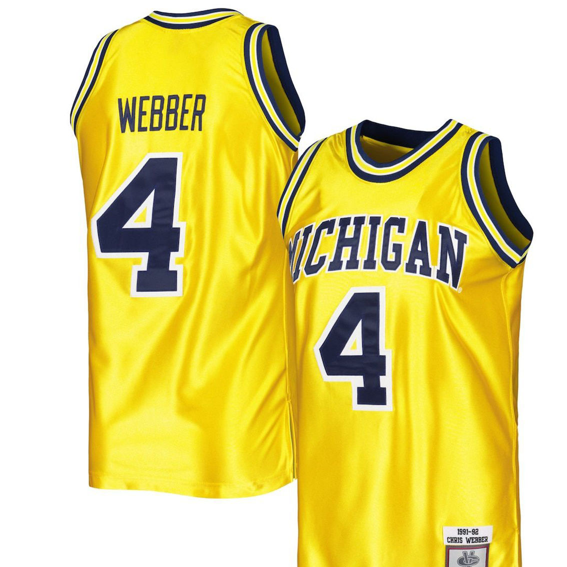 Mitchell & Ness Men's Chris Webber Maize Michigan Wolverines Authentic College Vault 1991/92 Jersey - Image 2 of 4