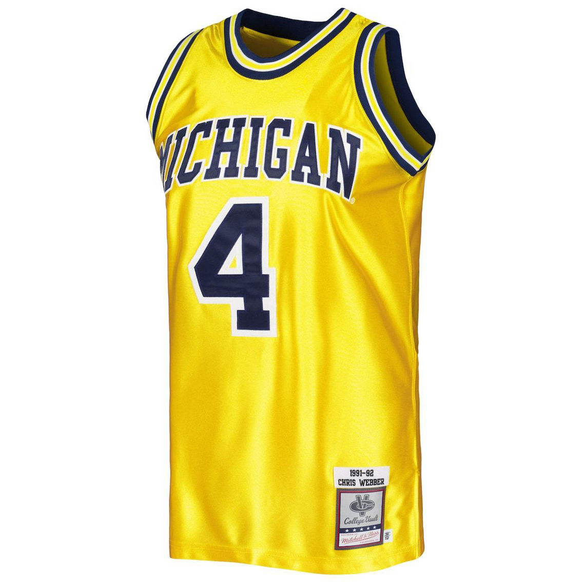Mitchell & Ness Men's Chris Webber Maize Michigan Wolverines Authentic College Vault 1991/92 Jersey - Image 3 of 4