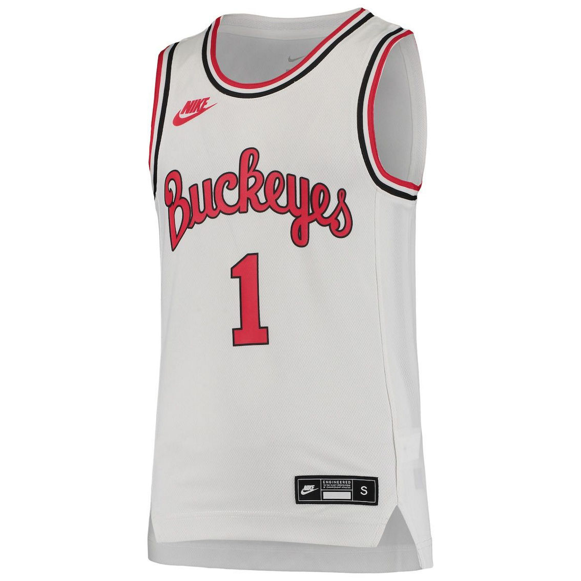 Nike Youth #1 White Ohio State Buckeyes Throwback Team Replica Basketball Jersey - Image 3 of 4