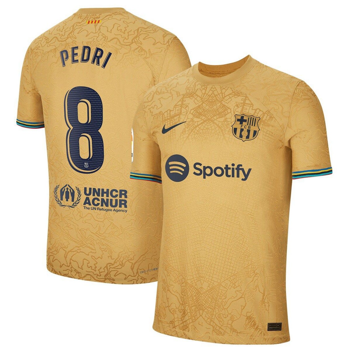 Nike Men's Pedri Gold Barcelona 2022/23 Away Authentic Player Jersey - Image 2 of 4