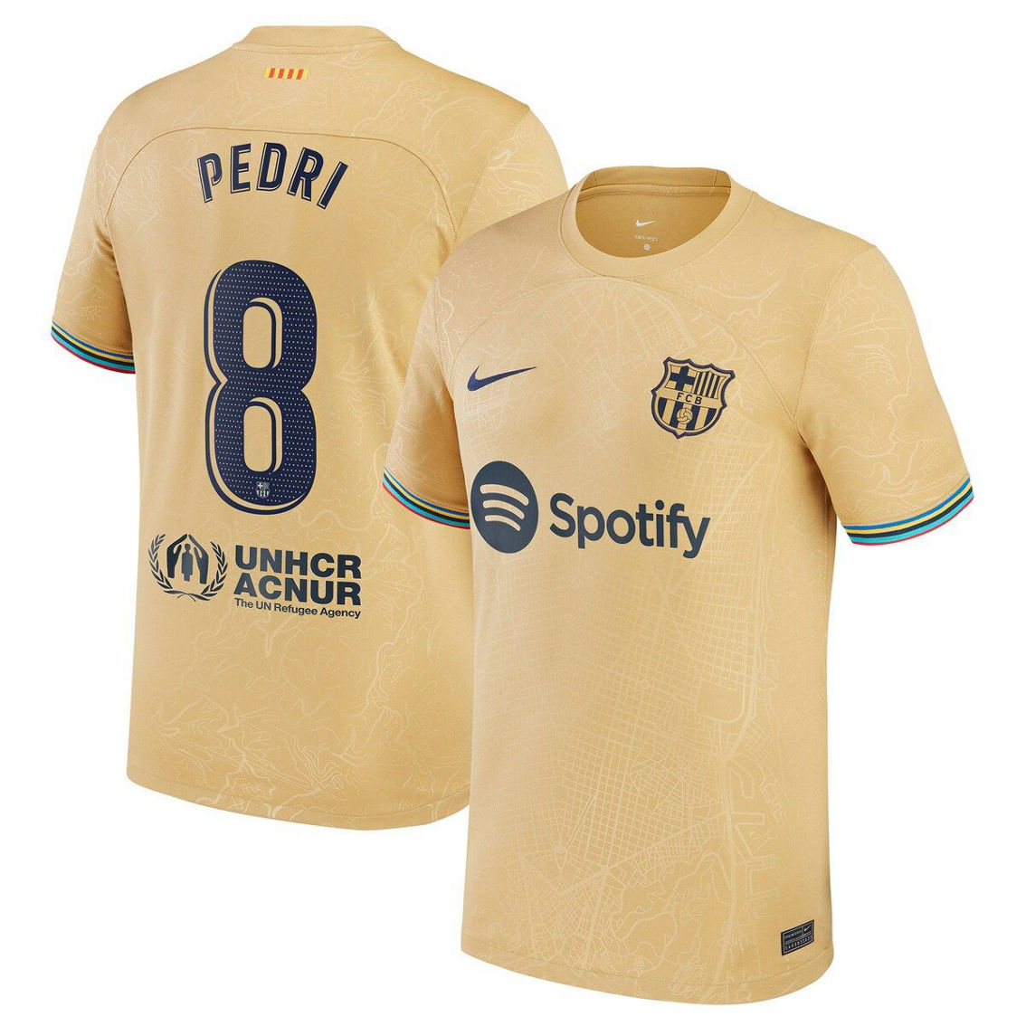 Nike Men's Pedri Gold Barcelona 2022/23 Away Replica Player Jersey - Image 2 of 4