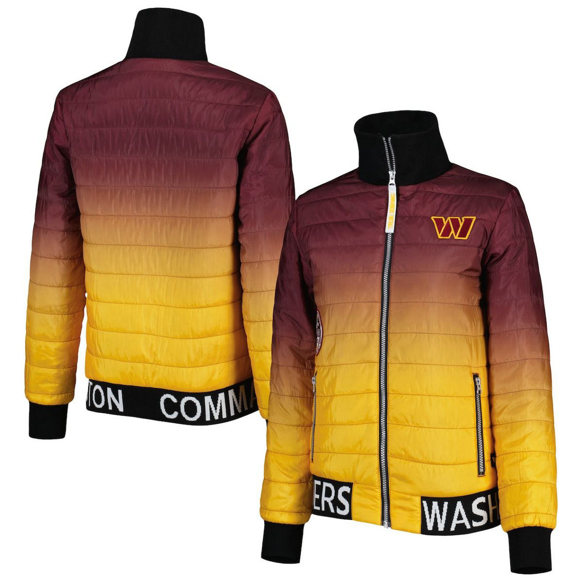 The Wild Collective Women's Burgundy/Gold Washington Commanders Color Block Full-Zip Puffer Jacket - Image 2 of 4