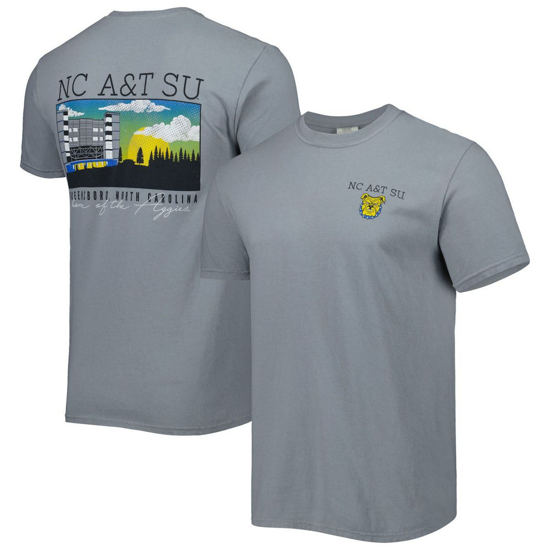 Image One Men's Gray North Carolina A&T Aggies Campus Scenery Comfort Color T-Shirt - Image 2 of 4