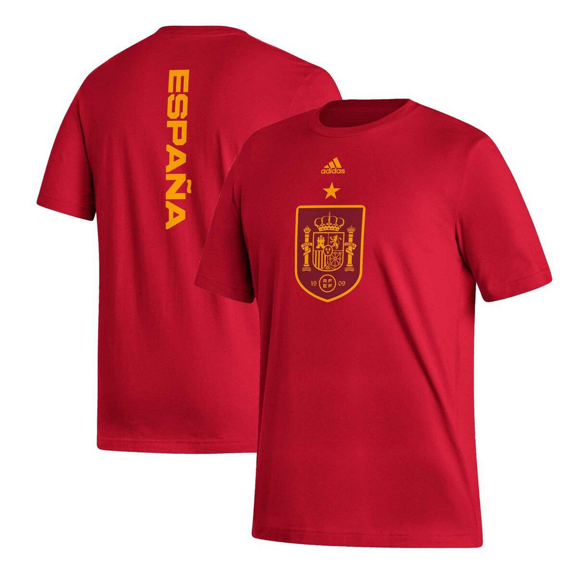 adidas Men's Red Spain National Team Vertical Back T-Shirt - Image 2 of 4