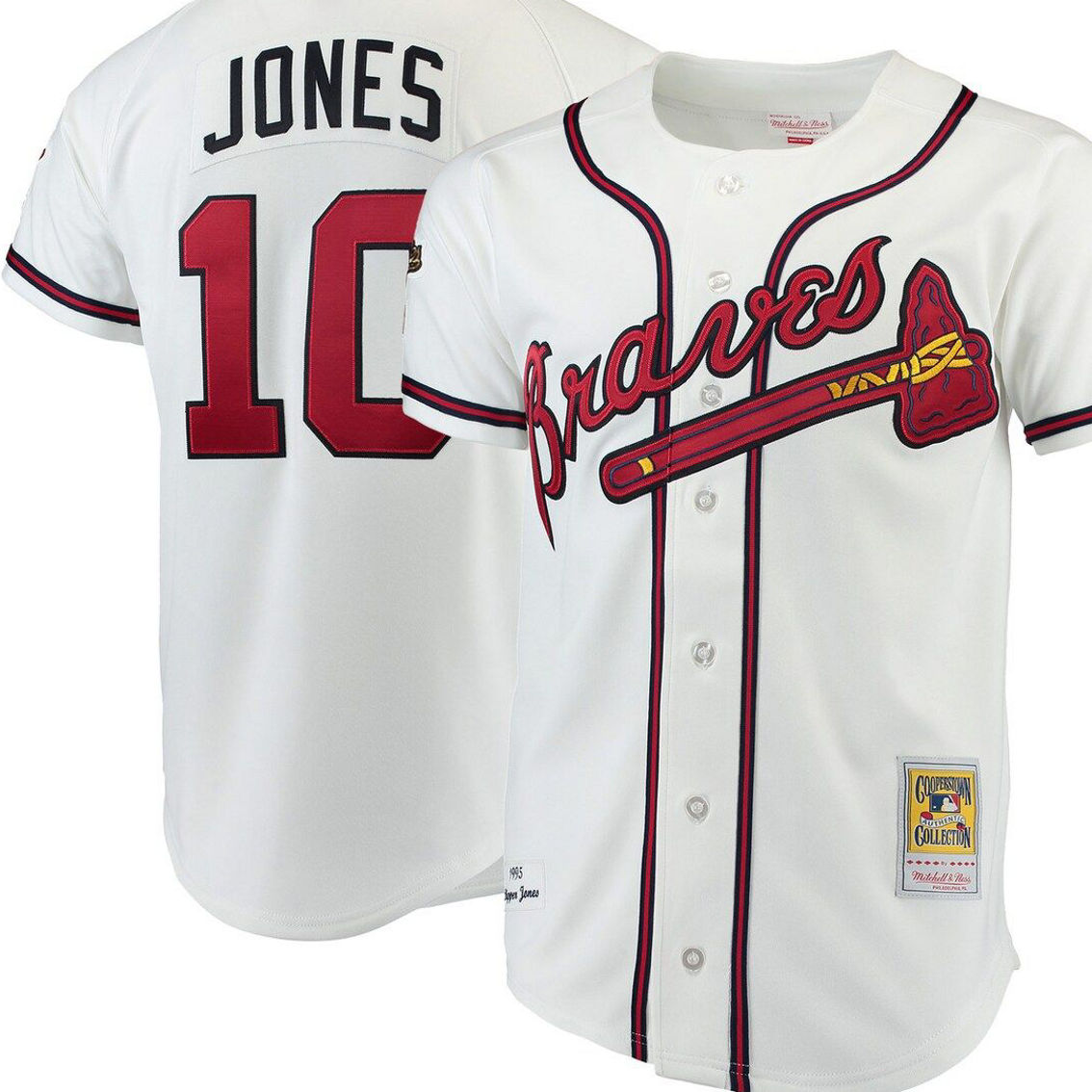 Mitchell & Ness Men's Chipper Jones White Atlanta Braves Authentic Jersey - Image 2 of 4