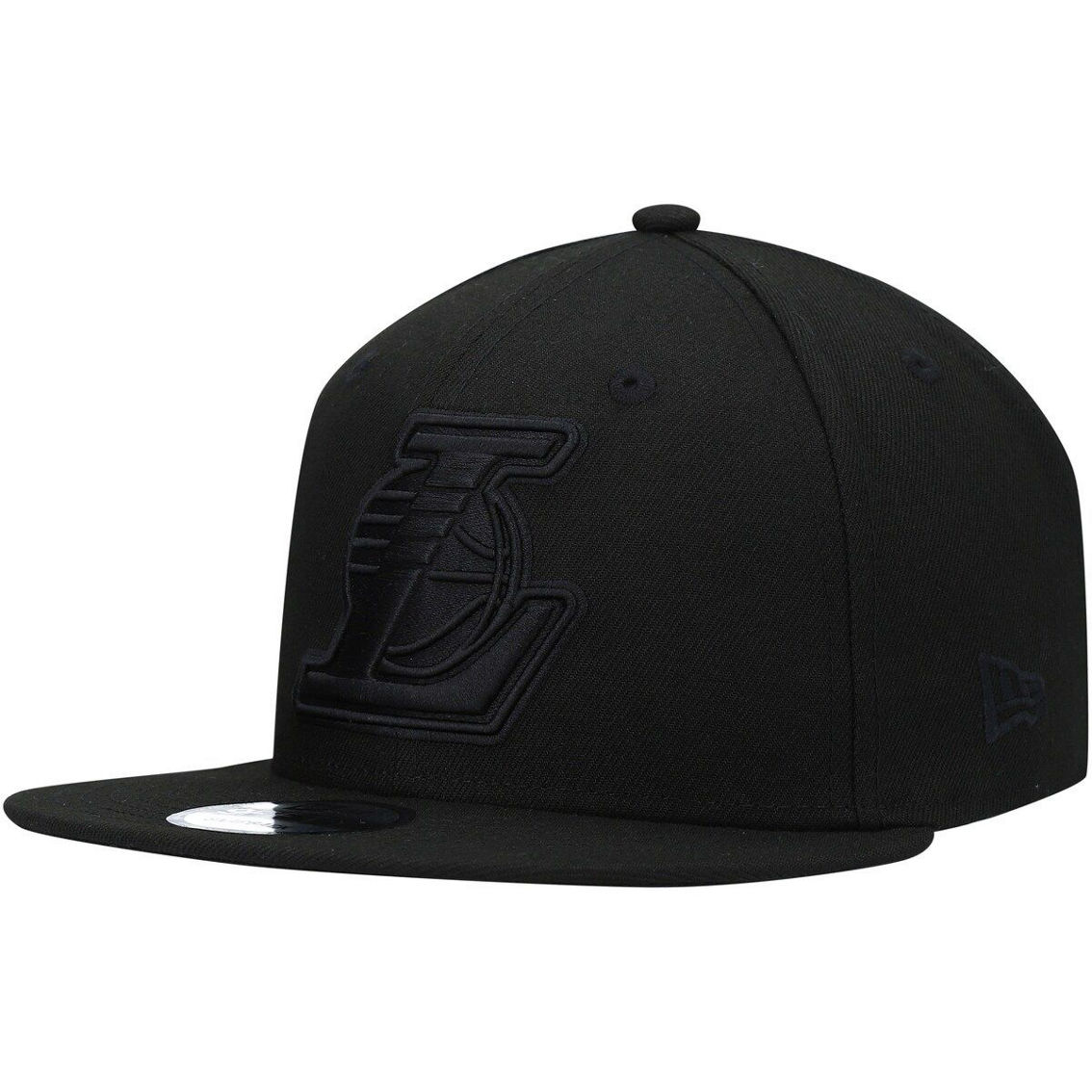 New Era Men's Los Angeles Lakers Black On Black 9FIFTY Snapback Hat - Image 2 of 4