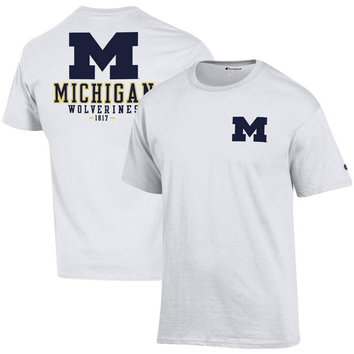 Champion Men's White Michigan Wolverines Stack 2-Hit T-Shirt - Image 2 of 4