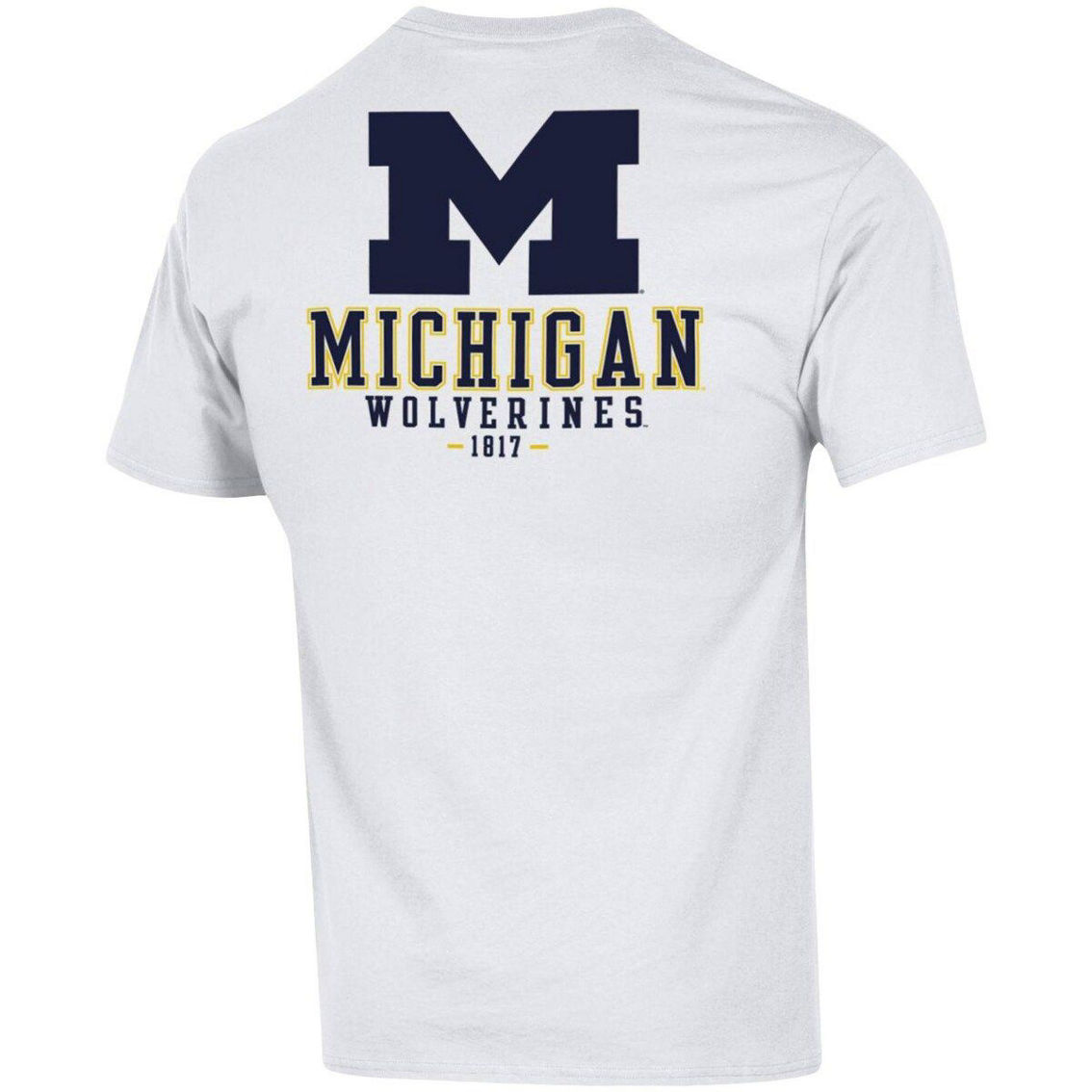 Champion Men's White Michigan Wolverines Stack 2-Hit T-Shirt - Image 4 of 4