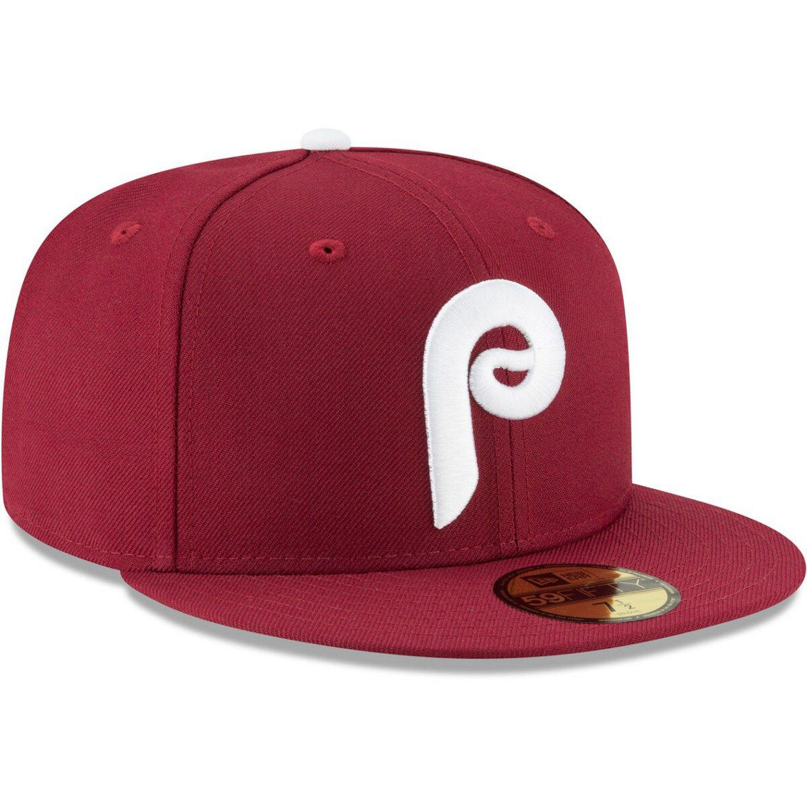 New Era Men's Maroon Philadelphia Phillies Cooperstown Collection Wool 59FIFTY Fitted Hat - Image 4 of 4