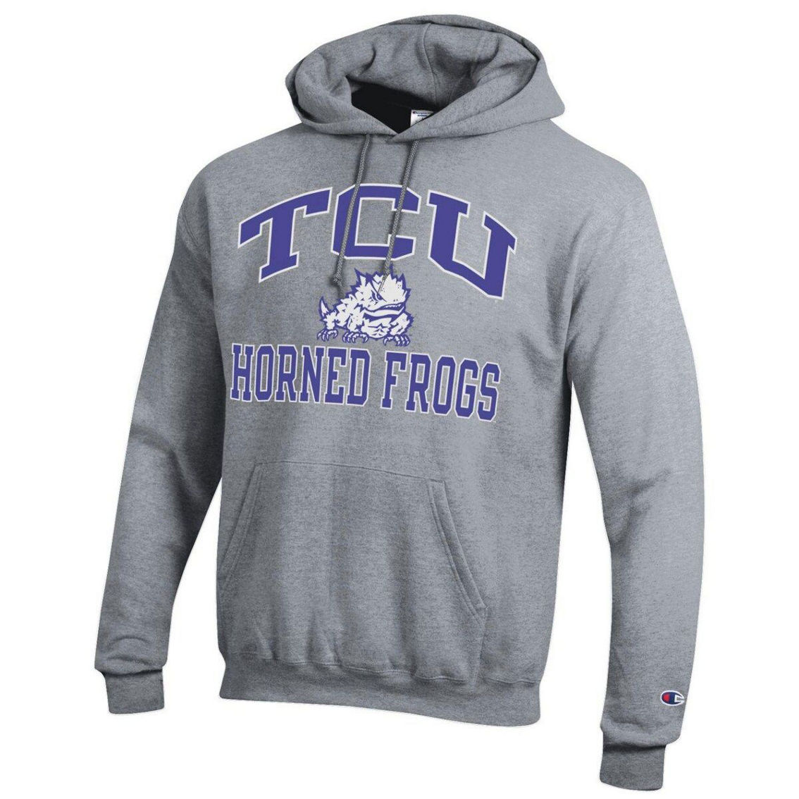 Champion Men's Heather Gray TCU Horned Frogs High Motor Pullover Hoodie - Image 3 of 4