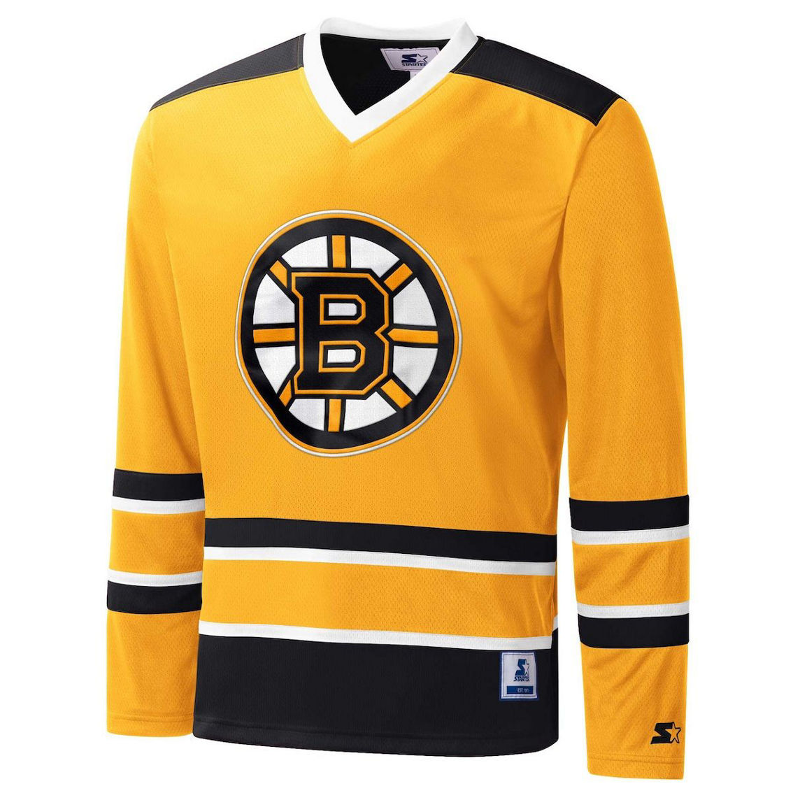 Starter Men's Gold/Black Boston Bruins Cross Check Jersey V-Neck Long Sleeve T-Shirt - Image 3 of 4