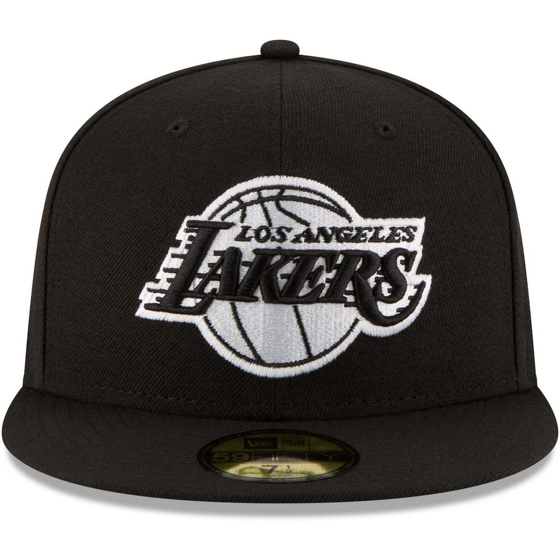 New Era Men's Black Los Angeles Lakers Black & White Logo 59FIFTY Fitted Hat - Image 3 of 4