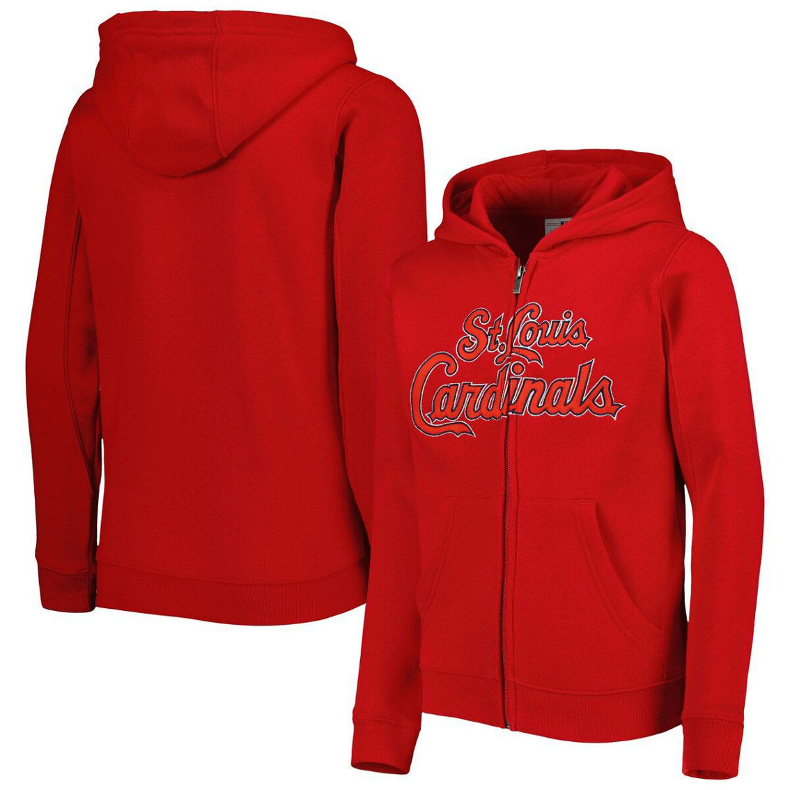 Outerstuff Youth Red St. Louis Cardinals Wordmark Full-Zip Fleece Hoodie - Image 2 of 4