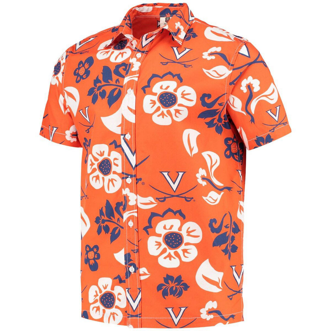 Wes & Willy Men's Orange Virginia Cavaliers Floral Button-Up Shirt - Image 3 of 4