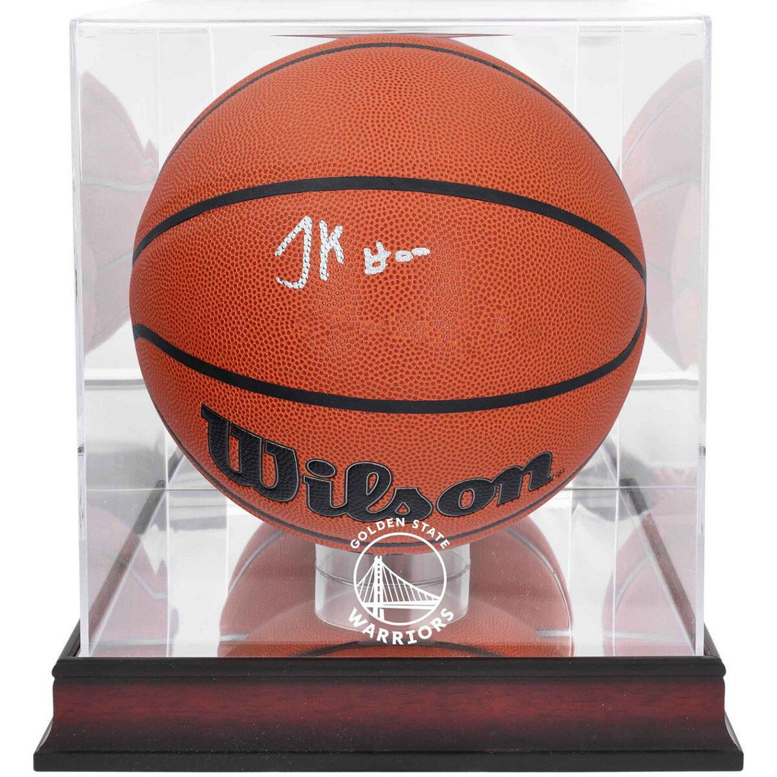 Fanatics Authentic Jonathan Kuminga Golden State Warriors Autographed Wilson Replica Basketball with Mahogany Team Logo Display Case - Image 2 of 2