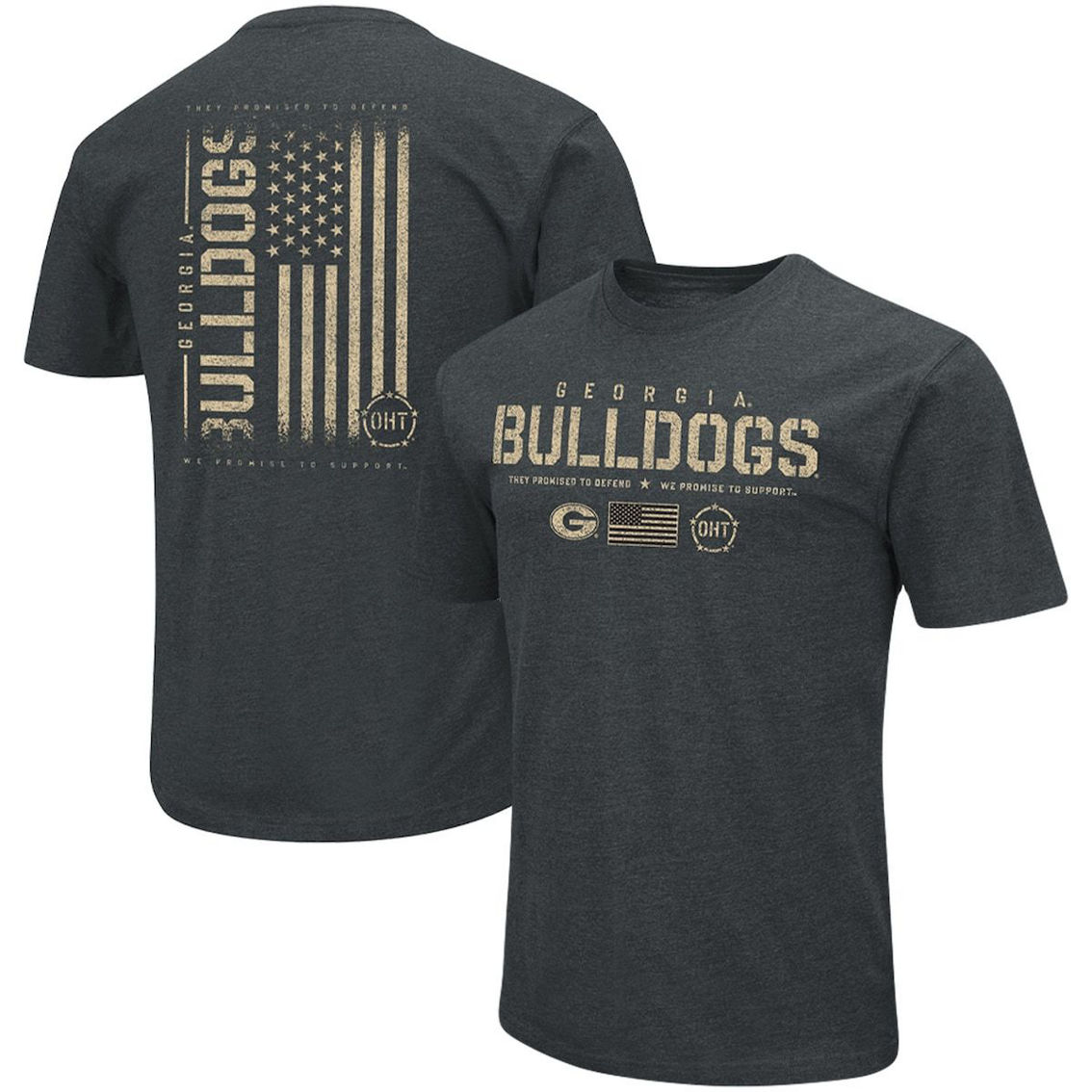 Colosseum Men's Heathered Black Georgia Bulldogs OHT Military Appreciation Flag 2.0 T-Shirt - Image 2 of 4