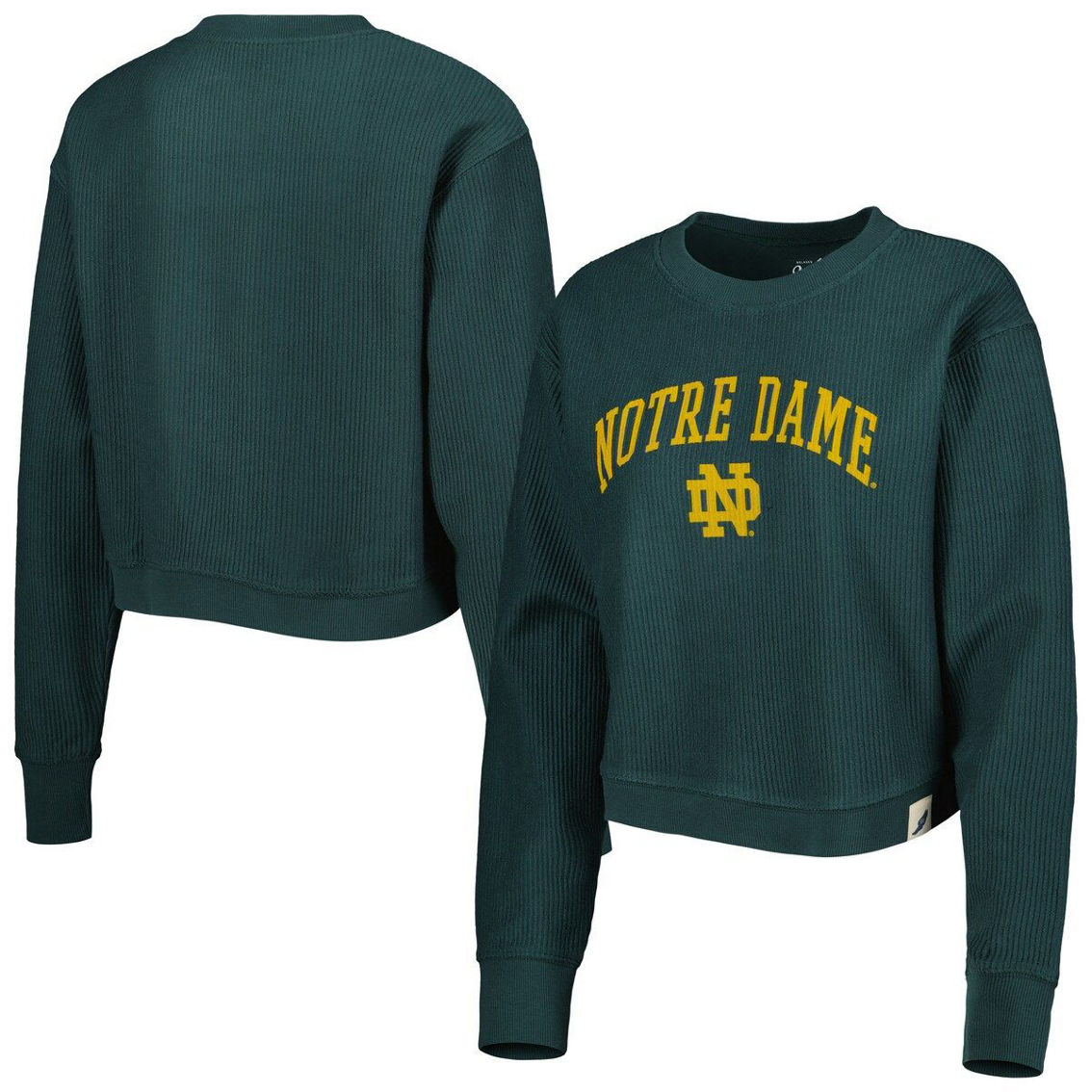 League Collegiate Wear Women's Green Notre Dame Fighting Irish Classic Campus Corded Timber Sweatshirt - Image 2 of 4