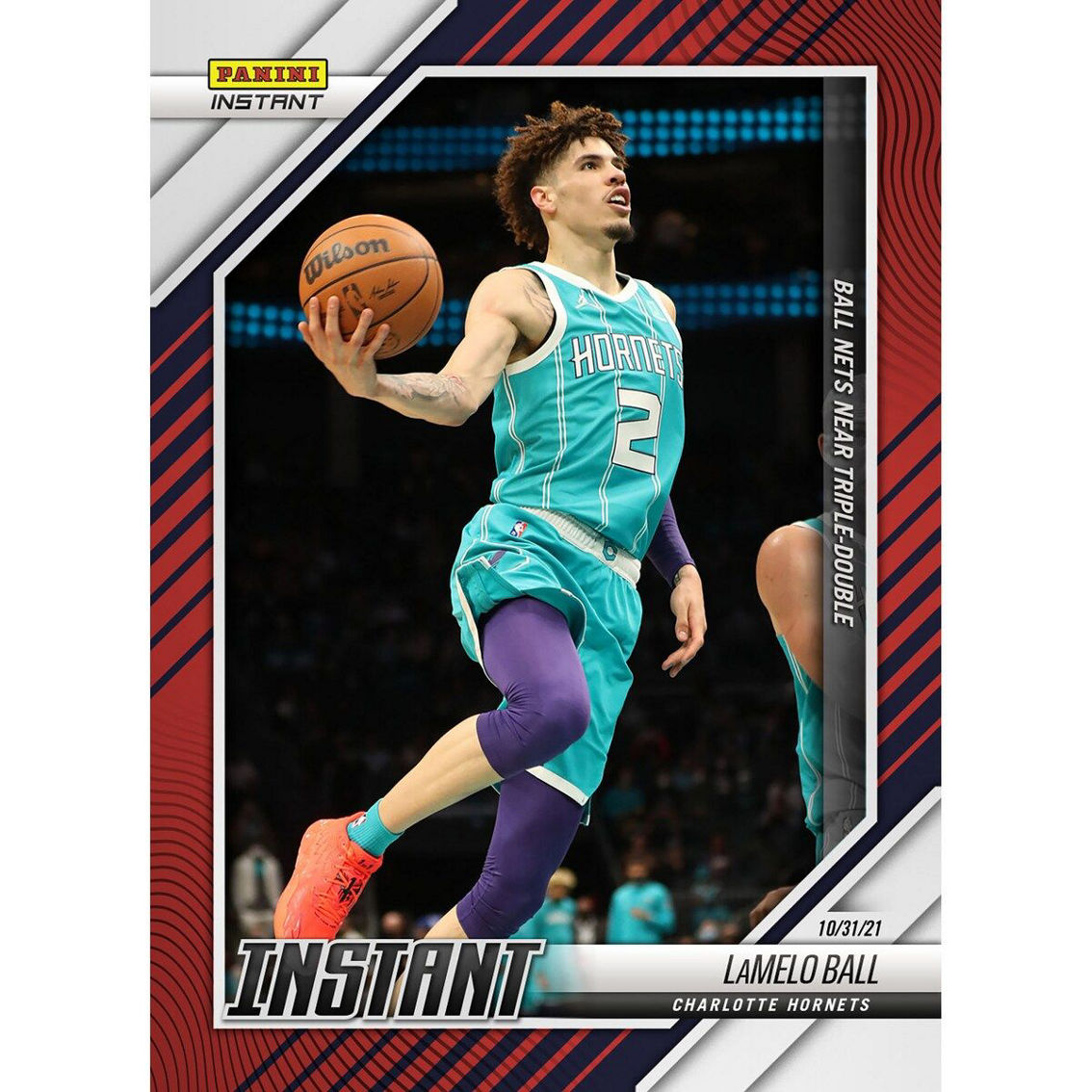 Panini America LaMelo Ball Charlotte Hornets Fanatics Exclusive Parallel Panini Instant Near Triple-Double Single Trading Card - Limited Edition of 99 - Image 2 of 3