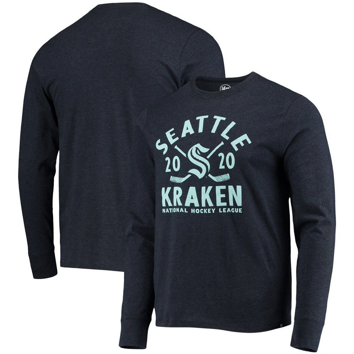 '47 Men's Heathered Deep Sea Blue Seattle Kraken Club Long Sleeve T-Shirt - Image 2 of 4