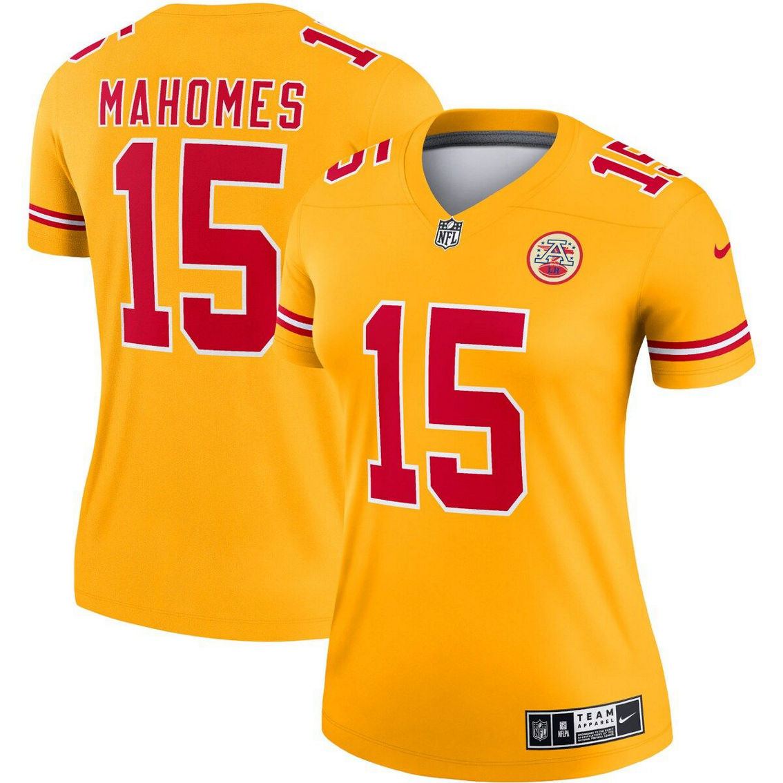 Nike Women's Patrick Mahomes Gold Kansas City Chiefs Inverted Legend Jersey - Image 1 of 4