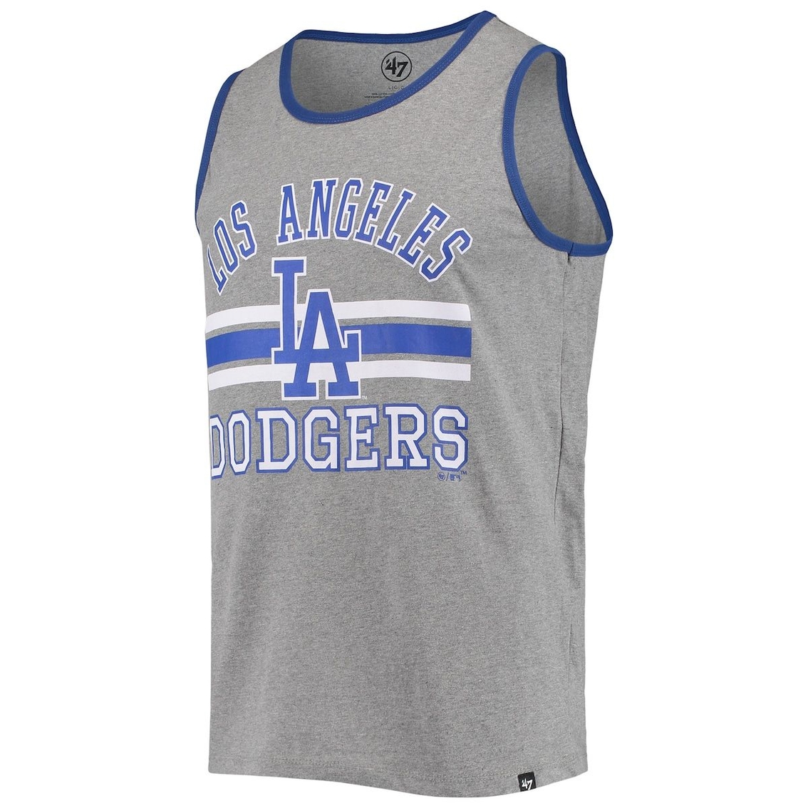 '47 Men's Heathered Gray Los Angeles Dodgers Edge Super Rival Tank Top - Image 3 of 4