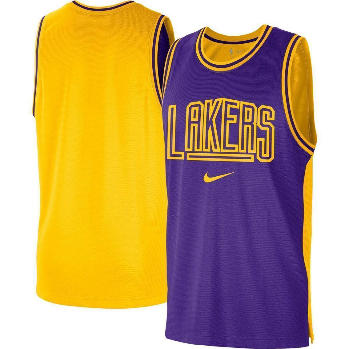 Nike Men's Purple/Gold Los Angeles Lakers Courtside Versus Force Split DNA Performance Mesh Tank Top - Image 2 of 4