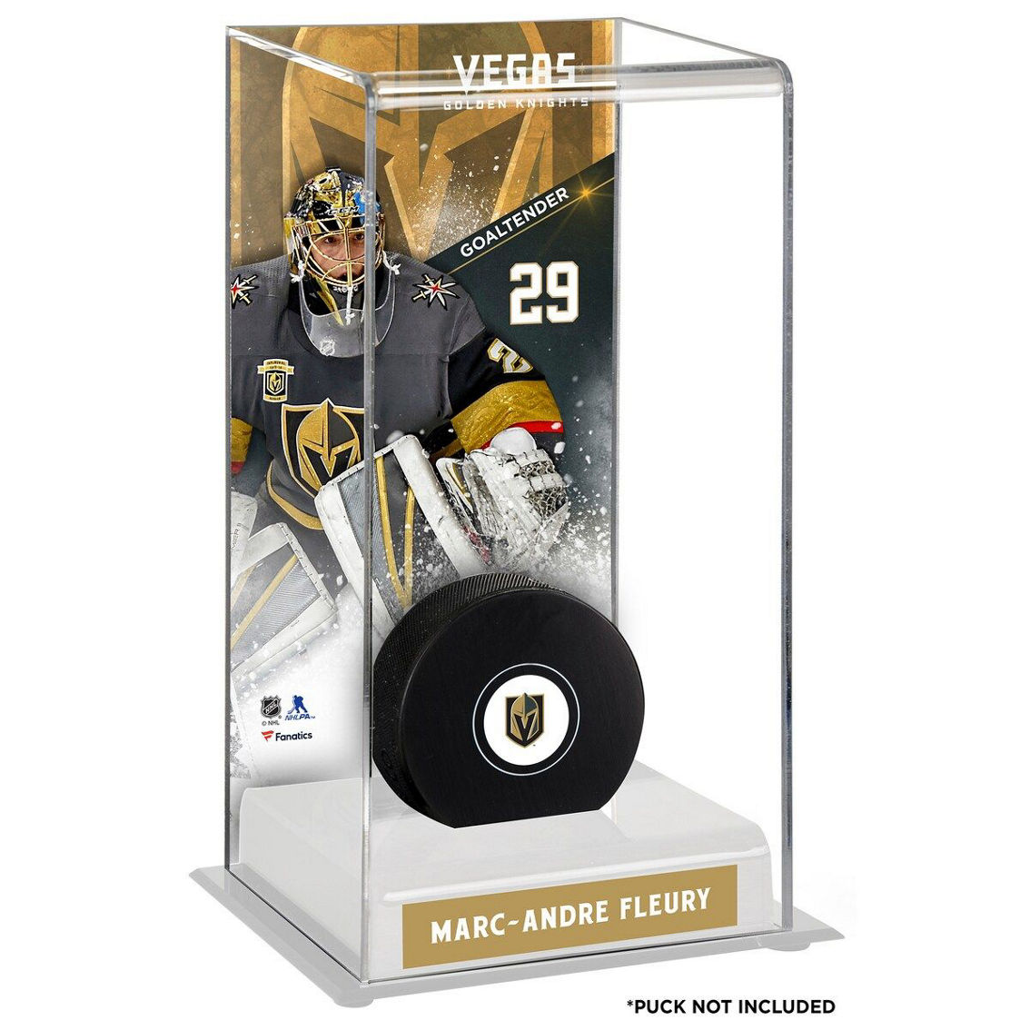 Fanatics Authentic Marc-Andre Fleury Vegas Golden Knights Deluxe Tall Hockey Puck Case - Image 2 of 2