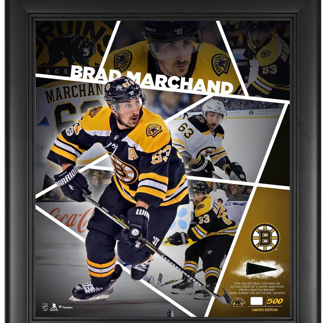 Fanatics Authentic Brad Marchand Boston Bruins Framed 15'' x 17'' Impact Player Collage with a Piece of Game-Used Puck - Limited Edition of 500 - Image 2 of 2