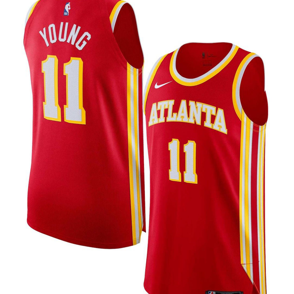 Nike Men's Trae Young Red Atlanta Hawks Authentic Jersey - Icon Edition - Image 2 of 4
