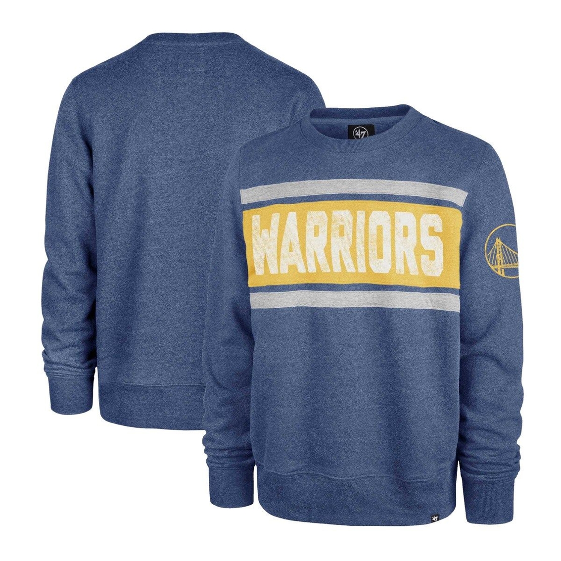 '47 Men's Heather Royal Golden State Warriors Tribeca Emerson Pullover Sweatshirt - Image 2 of 4