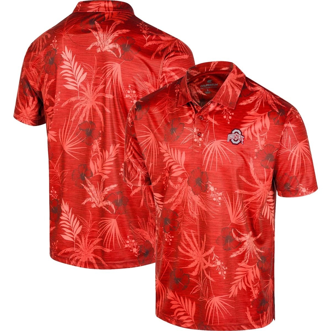 Colosseum Men's Scarlet Ohio State Buckeyes Palms Team Polo - Image 2 of 4