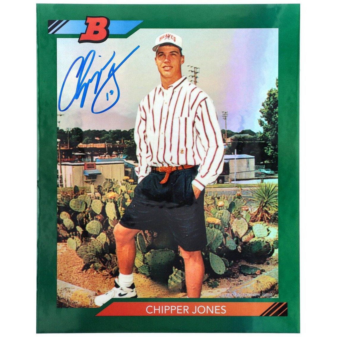 Bowman Chipper Jones Atlanta Braves Autographed 2016 Bowman Chrome Green Jumbo 1992 Reprint Card - Limited Edition of 50 - Image 2 of 3