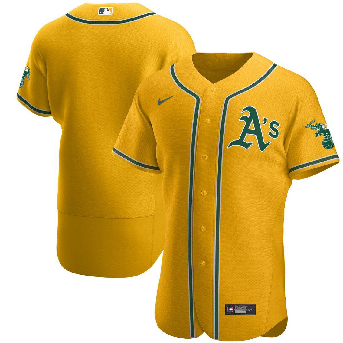 Nike Men's Gold Oakland Athletics Authentic Official Team Jersey - Image 2 of 4
