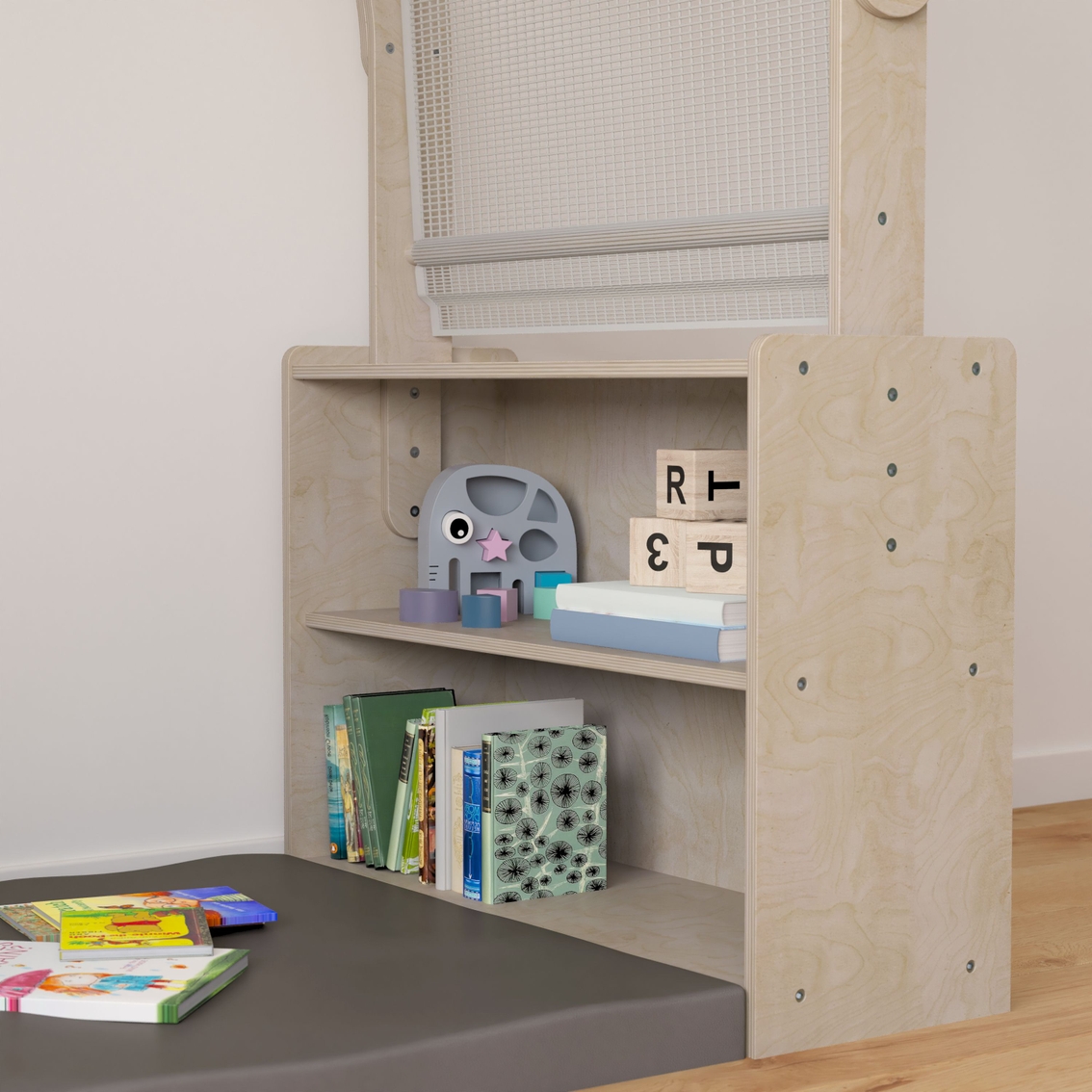 Flash Furniture Wooden Reading Nook with Storage Shelves & Canopy - Image 3 of 5