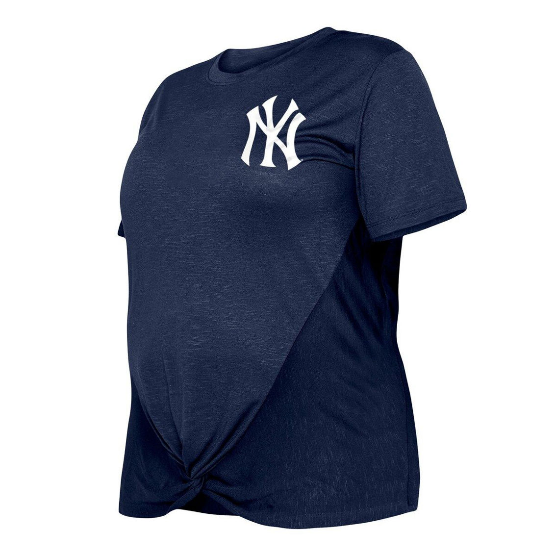 New Era Women's Navy New York Yankees Plus Size Two-Hit Front Knot T-Shirt - Image 3 of 4
