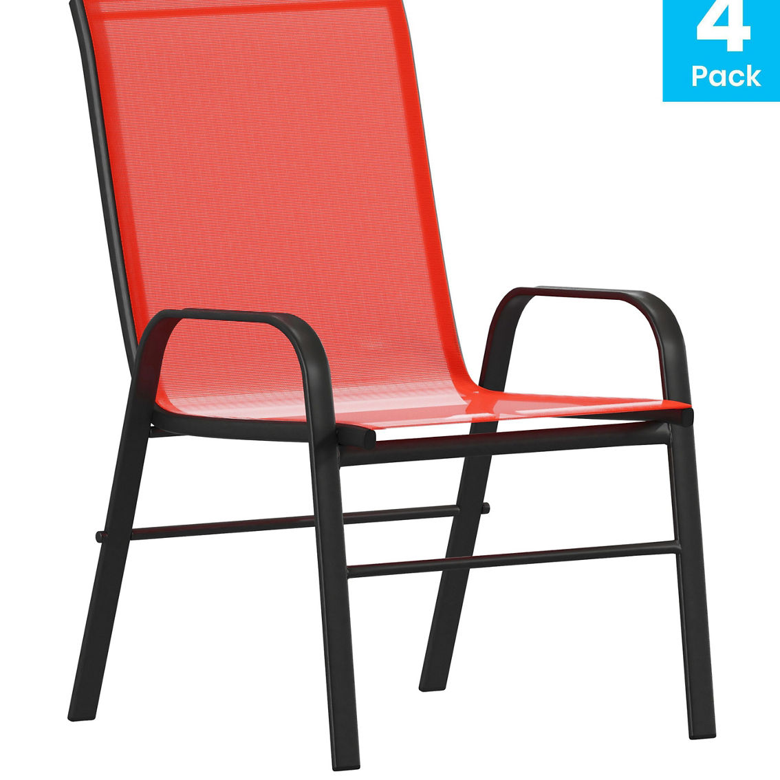 Flash Furniture 4 Pack Outdoor Stack Chair w/ Flex Material - Image 4 of 5