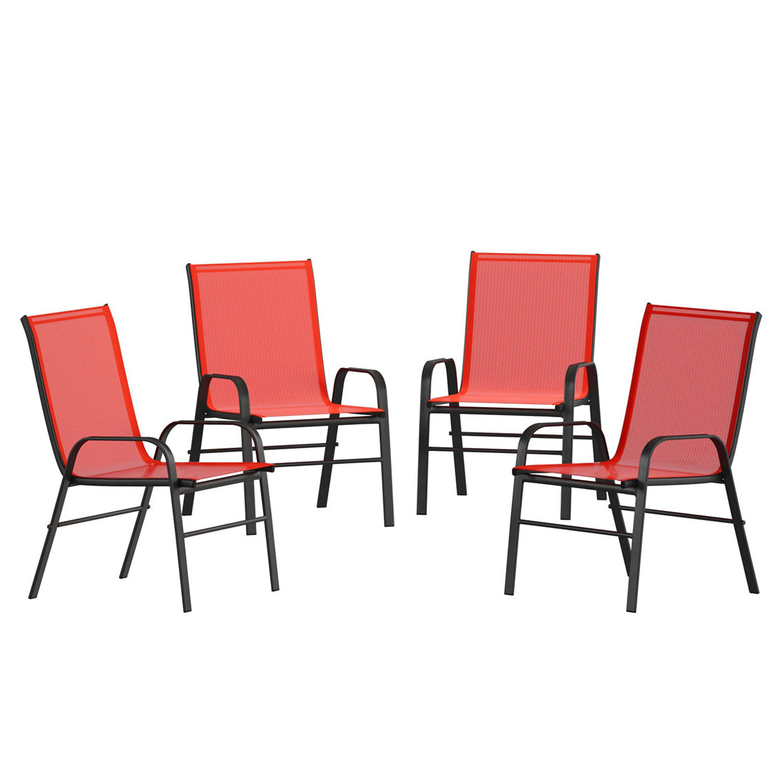 Flash Furniture 4 Pack Outdoor Stack Chair w/ Flex Material - Image 5 of 5