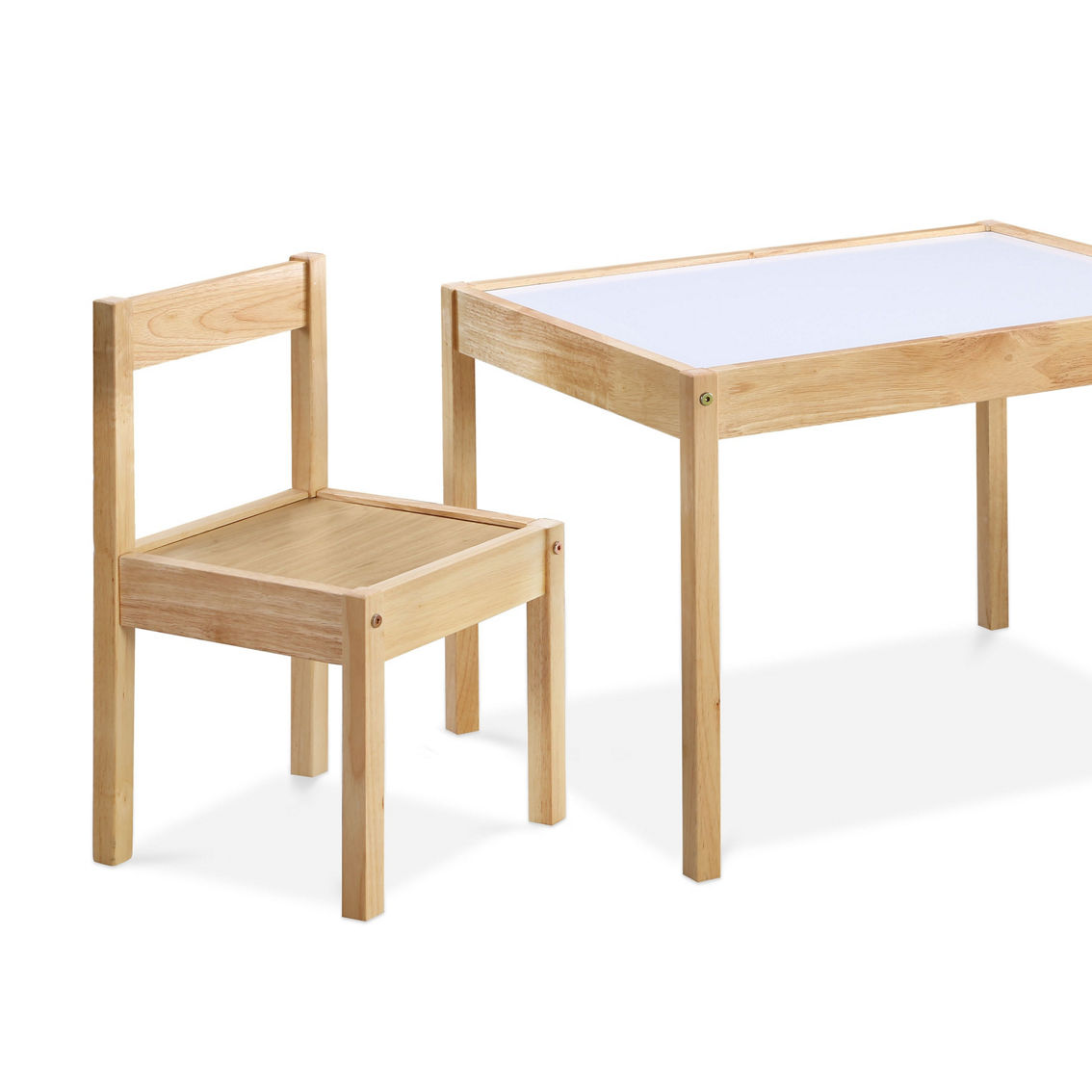 Olive & Opie Gibson 3-Piece Dry Erase Kids Table & Chair Set, Natural - Image 2 of 5