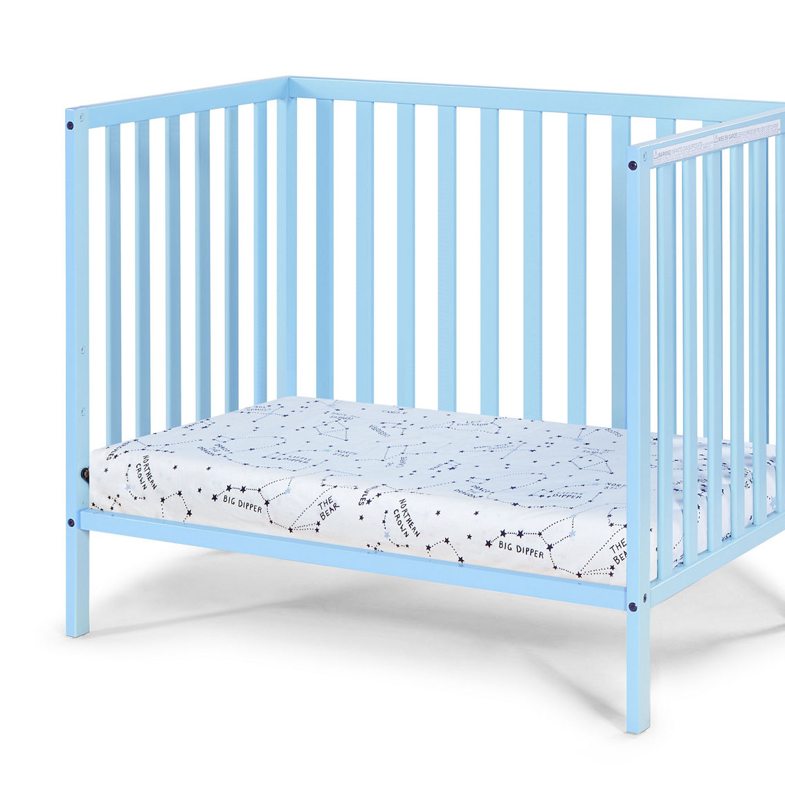 Suite Bebe Palmer Mini Crib Baby Blue with Mattress pad - Image 4 of 5