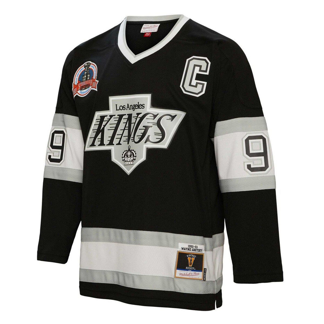 Mitchell & Ness Men's Wayne Gretzky Black Los Angeles Kings 1992/93 Captain Patch Blue Line Player Jersey - Image 3 of 4