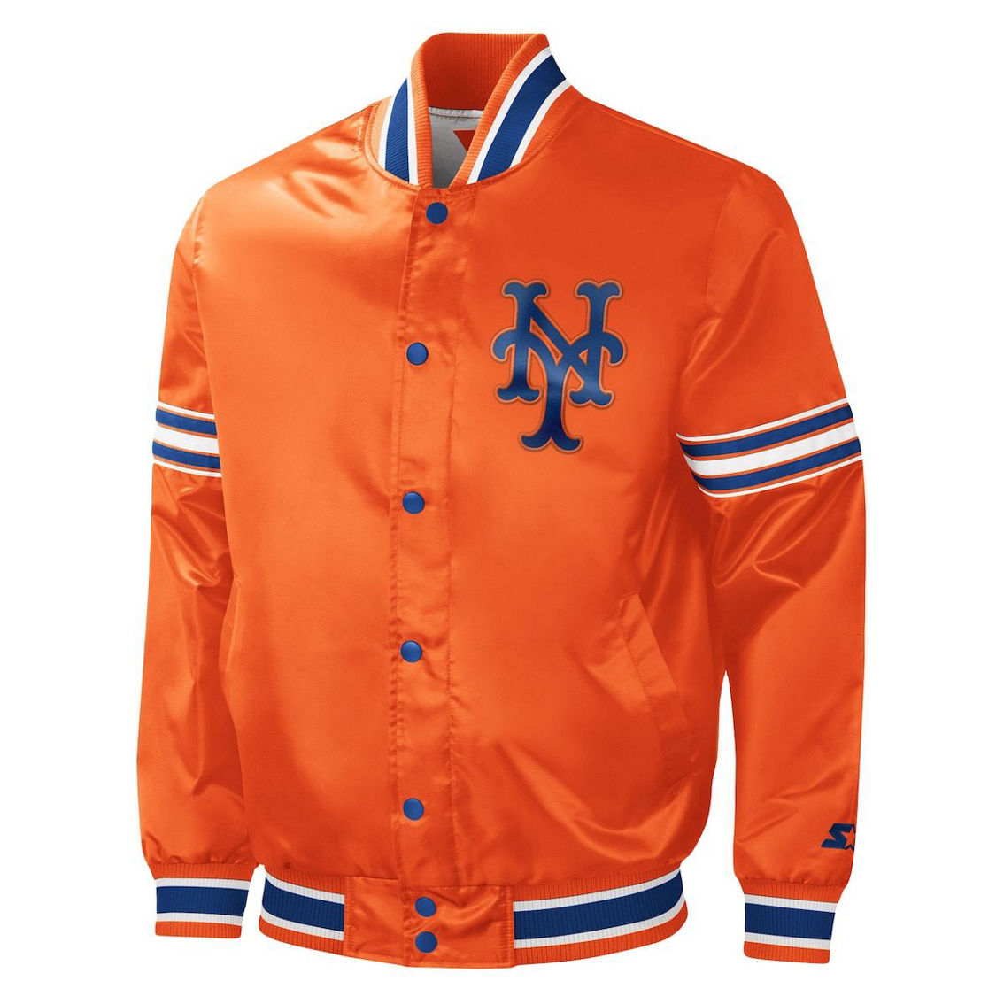 Starter Men's Orange New York Mets Slider Satin Full-Snap Varsity Jacket - Image 3 of 4