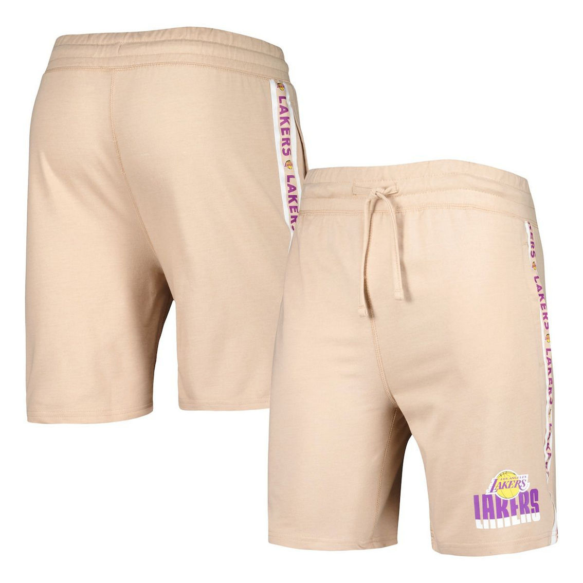 Concepts Sport Men's Tan Los Angeles Lakers Team Stripe Shorts - Image 2 of 4