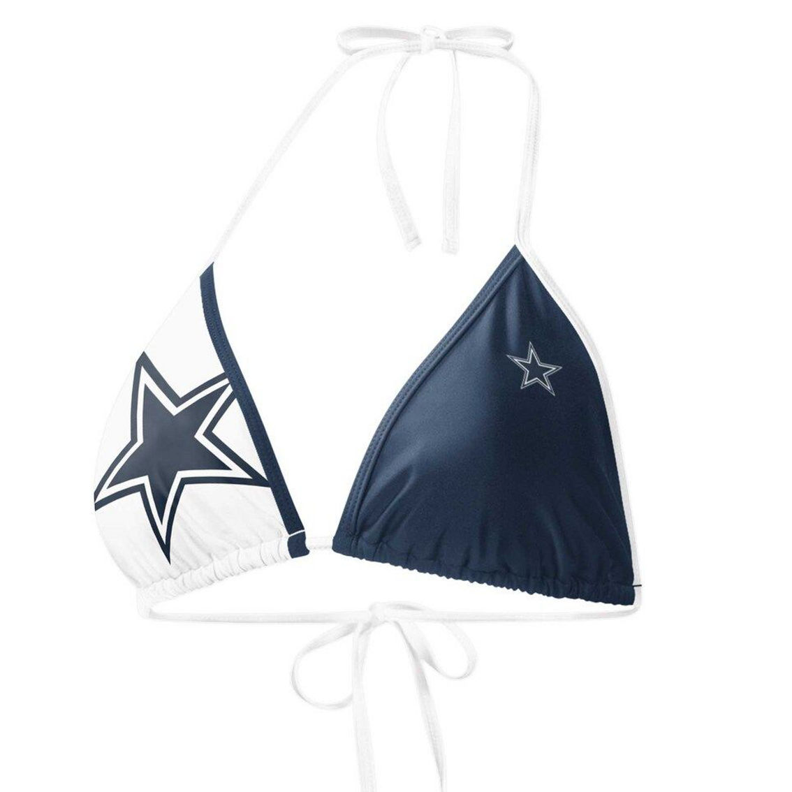 G-III Sports by Carl Banks Women's Navy/White Dallas Cowboys Play Action Bikini Top - Image 2 of 2